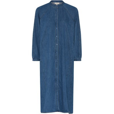 Tokyo ls long denim shirt dress - Medium blue denim